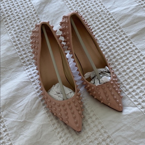 SOLD NEW! Nude Spiked Pigalle Red Bottom Pumps - Picture 2 of 7